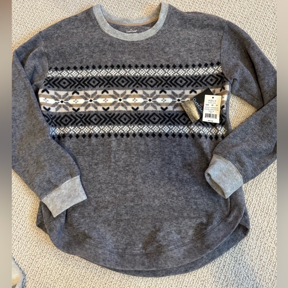 Cuddl Duds Heather Grey Nordic Fleece Pajama top - Picture 1 of 5